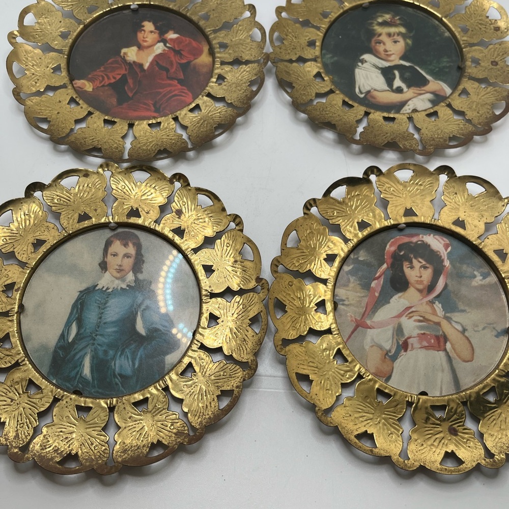 Vintage brass butterfly frame pictures, mid century, made in England wallhanging